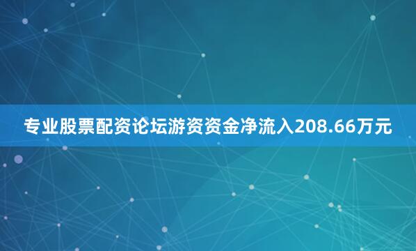 专业股票配资论坛游资资金净流入208.66万元